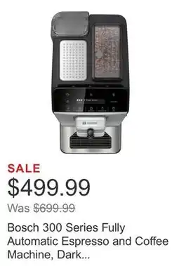 Costco Bosch 300 Series Fully Automatic Espresso and Coffee Machine, Dark Silver offer