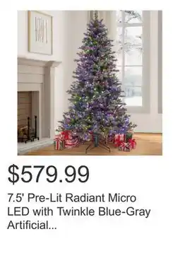 Costco 7.5' Pre-Lit Radiant Micro LED with Twinkle Blue-Gray Artificial Christmas Tree offer