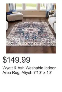 Costco Wyatt & Ash Washable Indoor Area Rug, Aliyeh 7'10 x 10' offer