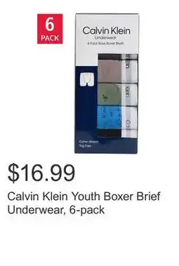 Costco Calvin Klein Youth Boxer Brief Underwear, 6-pack offer