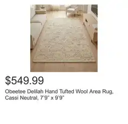 Costco Obeetee Delilah Hand Tufted Wool Area Rug, Cassi Neutral, 7'9 x 9'9 offer