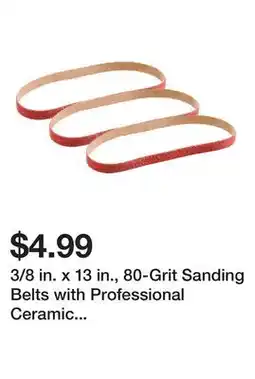 Harbor Freight Tools 3/8 in. x 13 in., 80-Grit Sanding Belts with Professional Ceramic Abrasive, 3-Pack offer