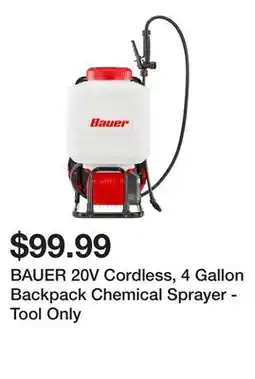 Harbor Freight Tools BAUER 20V Cordless, 4 Gallon Backpack Chemical Sprayer - Tool Only offer