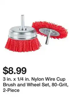 Harbor Freight Tools 3 in. x 1/4 in. Nylon Wire Cup Brush and Wheel Set, 80-Grit, 2-Piece offer