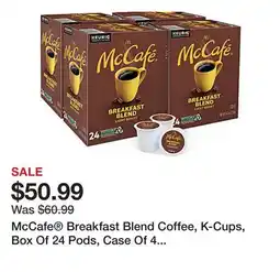 Office Depot McCafe Breakfast Blend Coffee, K-Cups, Box Of 24 Pods, Case Of 4 Boxes offer
