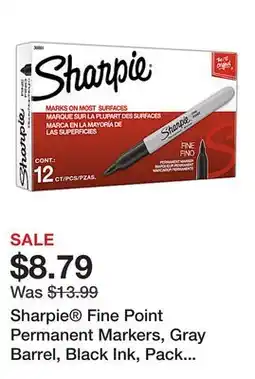 Office Depot Sharpie Fine Point Permanent Markers, Gray Barrel, Black Ink, Pack Of 12 offer