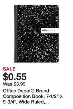 Office Depot Office Depot Brand Composition Book, 7-1/2 x 9-3/4, Wide Ruled, 100 Sheets, Black/White offer