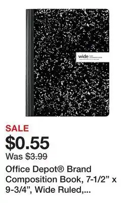 Office Depot Office Depot Brand Composition Book, 7-1/2 x 9-3/4, Wide Ruled, 100 Sheets, Black/White offer