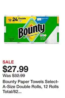 Office Depot Bounty Paper Towels Select-A-Size Double Rolls, 12 Rolls Total/82 Sheets Per Roll, White offer