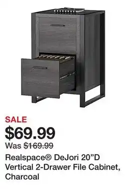 Office Depot Realspace DeJori 20D Vertical 2-Drawer File Cabinet, Charcoal offer