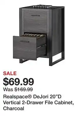 Office Depot Realspace DeJori 20D Vertical 2-Drawer File Cabinet, Charcoal offer
