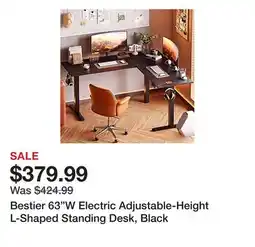 Office Depot Bestier 63W Electric Adjustable-Height L-Shaped Standing Desk, Black offer