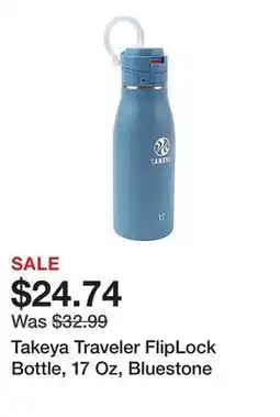 Office Depot Takeya Traveler FlipLock Bottle, 17 Oz, Bluestone offer