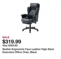 Office Depot Bestier Ergonomic Faux Leather High-Back Executive Office Chair, Black offer