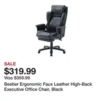 Office Depot Bestier Ergonomic Faux Leather High-Back Executive Office Chair, Black offer