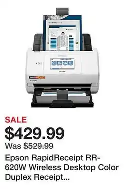 Office Depot Epson RapidReceipt RR-620W Wireless Desktop Color Duplex Receipt and Document Scanner offer