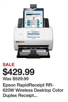 Office Depot Epson RapidReceipt RR-620W Wireless Desktop Color Duplex Receipt and Document Scanner offer