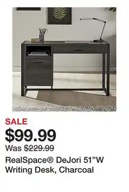 Office Depot RealSpace DeJori 51W Writing Desk, Charcoal offer