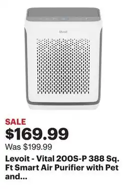 Best Buy Levoit - Vital 200S-P 388 Sq. Ft Smart Air Purifier with Pet and Sleep Mode - White/Grey offer