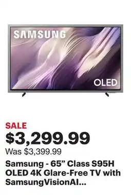 Best Buy Samsung - 65 Class S95H OLED 4K Glare-Free TV with SamsungVisionAI (2026) offer