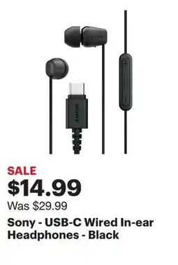 Best Buy Sony - USB-C Wired In-ear Headphones - Black offer