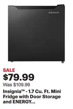 Best Buy Insignia - 1.7 Cu. Ft. Mini Fridge with Door Storage and ENERGY STAR Certification - Black offer