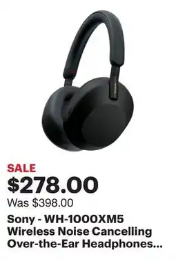 Best Buy Sony - WH-1000XM5 Wireless Noise Cancelling Over-the-Ear Headphones - Black offer