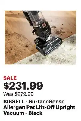 Best Buy BISSELL - SurfaceSense Allergen Pet Lift-Off Upright Vacuum - Black offer