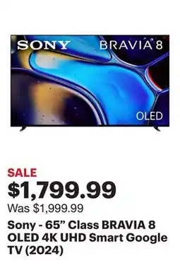 Best Buy Sony - 65 Class BRAVIA 8 OLED 4K UHD Smart Google TV (2024) offer