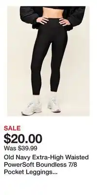 Old Navy Old Navy Extra-High Waisted PowerSoft Boundless 7/8 Pocket Leggings – No Front Seam offer