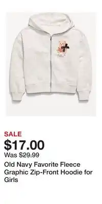 Old Navy Old Navy Favorite Fleece Graphic Zip-Front Hoodie for Girls offer