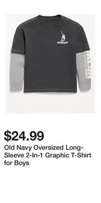 Old Navy Old Navy Oversized Long-Sleeve 2-In-1 Graphic T-Shirt for Boys offer