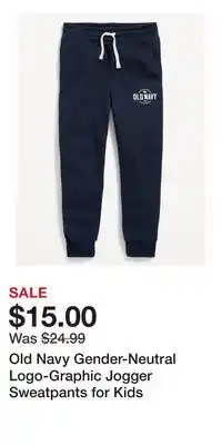 Old Navy Old Navy Gender-Neutral Logo-Graphic Jogger Sweatpants for Kids offer