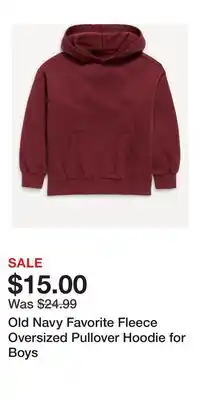 Old Navy Old Navy Favorite Fleece Oversized Pullover Hoodie for Boys offer