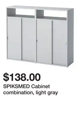 Ikea SPIKSMED Cabinet combination, light gray offer