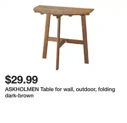Ikea ASKHOLMEN Table for wall, outdoor, folding dark-brown offer