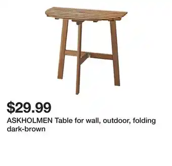 Ikea ASKHOLMEN Table for wall, outdoor, folding dark-brown offer
