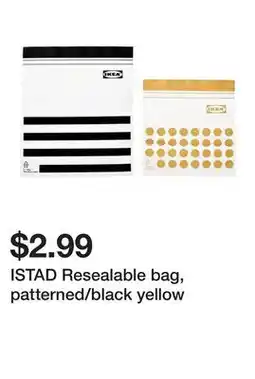 Ikea ISTAD Resealable bag, patterned/black yellow offer