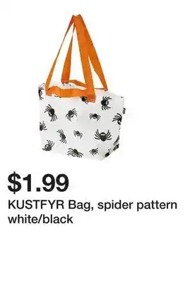 Ikea KUSTFYR Bag, spider pattern white/black offer