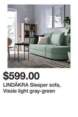 Ikea LINDÅKRA Sleeper sofa, Vissle light gray-green offer