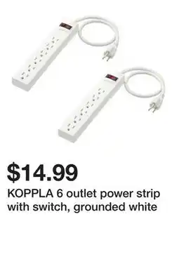Ikea KOPPLA 6 outlet power strip with switch, grounded white offer