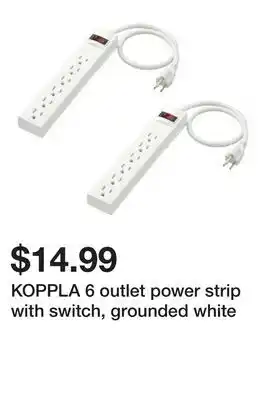 Ikea KOPPLA 6 outlet power strip with switch, grounded white offer