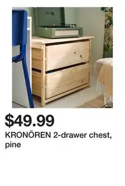Ikea KRONÖREN 2-drawer chest, pine offer