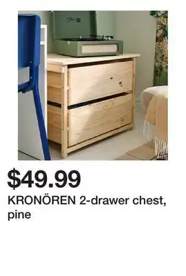 Ikea KRONÖREN 2-drawer chest, pine offer