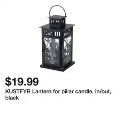 Ikea KUSTFYR Lantern for pillar candle, in/out, black offer