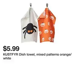 Ikea KUSTFYR Dish towel, mixed patterns orange/white offer
