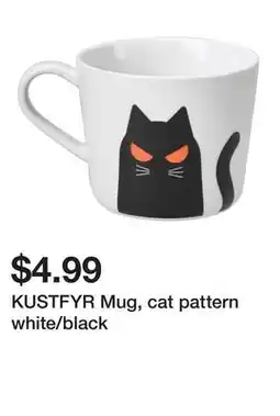 Ikea KUSTFYR Mug, cat pattern white/black offer