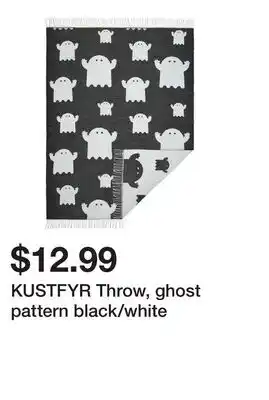 Ikea KUSTFYR Throw, ghost pattern black/white offer
