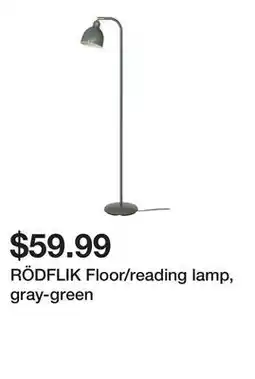 Ikea RÖDFLIK Floor/reading lamp, gray-green offer