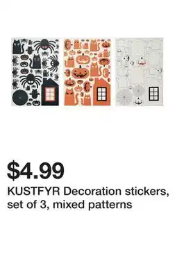 Ikea KUSTFYR Decoration stickers, set of 3, mixed patterns offer